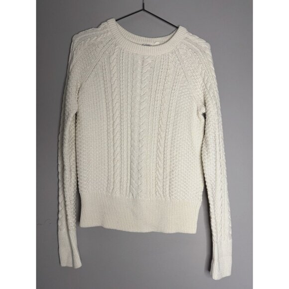 Gap Fisherman Sweater Womens XS Cream Off White Ivory Cable Knit Crew Pullover - Picture 1 of 7